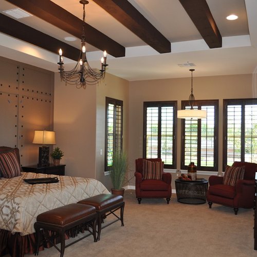 bedroom with chandelier