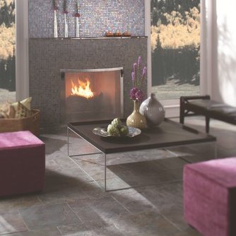 Stone fireplace