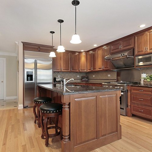 Kitchen with hardwood