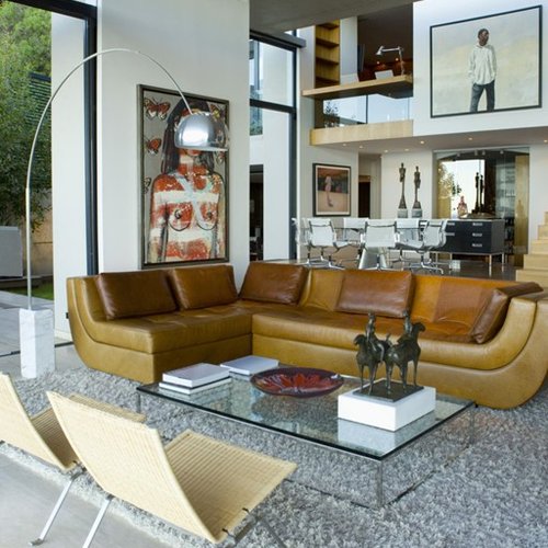 Leather sofa in living room